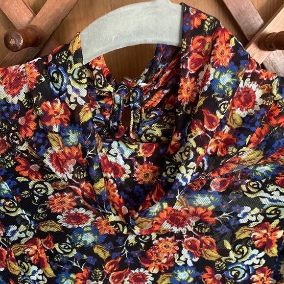 Free People All Doled Up floral long sleeve mesh turtleneck crop top - Picture 4 of 11